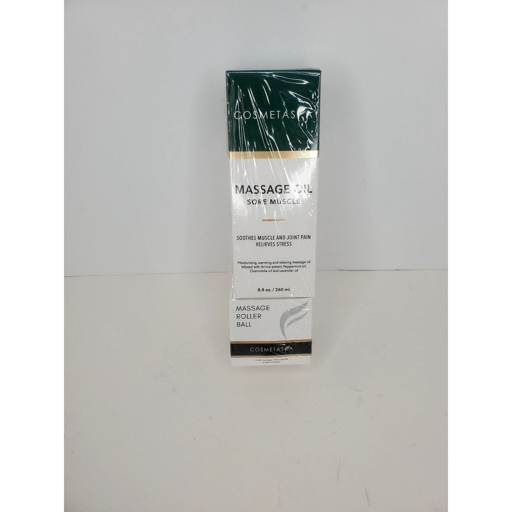 Sore Muscle Massage Oil with Massage Roller Ball  8.8 oz by Cosmetasa